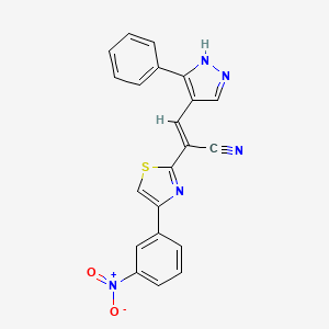 molecular formula C21H13N5O2S B5491104 2-[4-(3-nitrophenyl)-1,3-thiazol-2-yl]-3-(3-phenyl-1H-pyrazol-4-yl)acrylonitrile 