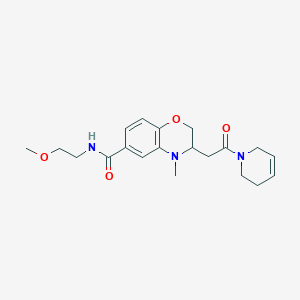 molecular formula C20H27N3O4 B5491116 3-[2-(3,6-dihydropyridin-1(2H)-yl)-2-oxoethyl]-N-(2-methoxyethyl)-4-methyl-3,4-dihydro-2H-1,4-benzoxazine-6-carboxamide 