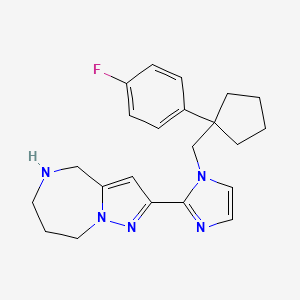 molecular formula C22H26FN5 B5491178 2-(1-{[1-(4-fluorophenyl)cyclopentyl]methyl}-1H-imidazol-2-yl)-5,6,7,8-tetrahydro-4H-pyrazolo[1,5-a][1,4]diazepine dihydrochloride 