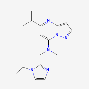 molecular formula C16H22N6 B5491230 N-[(1-ethyl-1H-imidazol-2-yl)methyl]-5-isopropyl-N-methylpyrazolo[1,5-a]pyrimidin-7-amine 