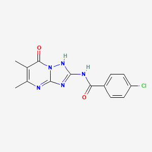molecular formula C14H12ClN5O2 B5491288 4-chloro-N-(5,6-dimethyl-7-oxo-4,7-dihydro[1,2,4]triazolo[1,5-a]pyrimidin-2-yl)benzamide 