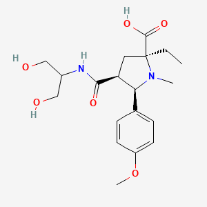 molecular formula C19H28N2O6 B5491320 (2S*,4S*,5R*)-2-ethyl-4-({[2-hydroxy-1-(hydroxymethyl)ethyl]amino}carbonyl)-5-(4-methoxyphenyl)-1-methylpyrrolidine-2-carboxylic acid 
