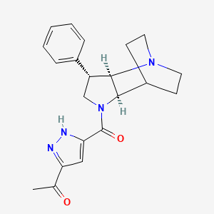 molecular formula C21H24N4O2 B5491326 1-(5-{[(2R*,3S*,6R*)-3-phenyl-1,5-diazatricyclo[5.2.2.0~2,6~]undec-5-yl]carbonyl}-1H-pyrazol-3-yl)ethanone 