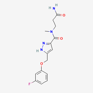 N-(3-amino-3-oxopropyl)-5-[(3-fluorophenoxy)methyl]-N-methyl-1H-pyrazole-3-carboxamide