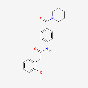 molecular formula C21H24N2O3 B5491374 2-(2-methoxyphenyl)-N-[4-(1-piperidinylcarbonyl)phenyl]acetamide 