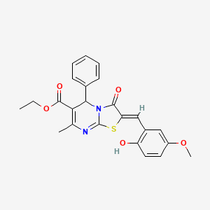 molecular formula C24H22N2O5S B5491376 ethyl 2-(2-hydroxy-5-methoxybenzylidene)-7-methyl-3-oxo-5-phenyl-2,3-dihydro-5H-[1,3]thiazolo[3,2-a]pyrimidine-6-carboxylate 