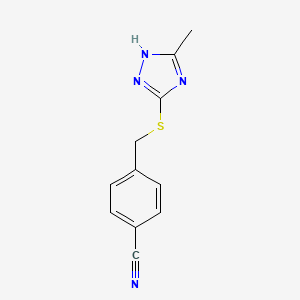 molecular formula C11H10N4S B5491387 4-{[(5-methyl-4H-1,2,4-triazol-3-yl)thio]methyl}benzonitrile 