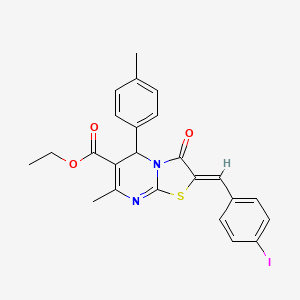 molecular formula C24H21IN2O3S B5491449 ethyl 2-(4-iodobenzylidene)-7-methyl-5-(4-methylphenyl)-3-oxo-2,3-dihydro-5H-[1,3]thiazolo[3,2-a]pyrimidine-6-carboxylate 