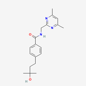 molecular formula C19H25N3O2 B5491454 N-[(4,6-dimethyl-2-pyrimidinyl)methyl]-4-(3-hydroxy-3-methylbutyl)benzamide 