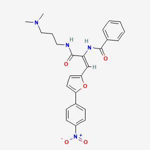 molecular formula C25H26N4O5 B5491461 N-{1-({[3-(dimethylamino)propyl]amino}carbonyl)-2-[5-(4-nitrophenyl)-2-furyl]vinyl}benzamide 