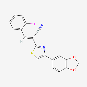 molecular formula C19H11IN2O2S B5491473 2-[4-(1,3-benzodioxol-5-yl)-1,3-thiazol-2-yl]-3-(2-iodophenyl)acrylonitrile 