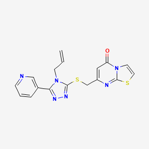 molecular formula C17H14N6OS2 B5491482 7-({[4-allyl-5-(3-pyridinyl)-4H-1,2,4-triazol-3-yl]thio}methyl)-5H-[1,3]thiazolo[3,2-a]pyrimidin-5-one 