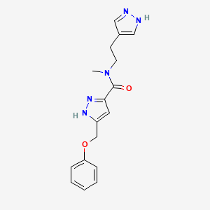 molecular formula C17H19N5O2 B5491487 N-methyl-5-(phenoxymethyl)-N-[2-(1H-pyrazol-4-yl)ethyl]-1H-pyrazole-3-carboxamide 