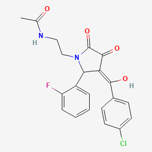 molecular formula C21H18ClFN2O4 B5491513 N-{2-[3-(4-chlorobenzoyl)-2-(2-fluorophenyl)-4-hydroxy-5-oxo-2,5-dihydro-1H-pyrrol-1-yl]ethyl}acetamide 