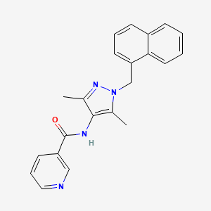 molecular formula C22H20N4O B5491541 N-[3,5-dimethyl-1-(1-naphthylmethyl)-1H-pyrazol-4-yl]nicotinamide 