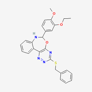 molecular formula C26H24N4O3S B5491558 3-(benzylthio)-6-(3-ethoxy-4-methoxyphenyl)-6,7-dihydro[1,2,4]triazino[5,6-d][3,1]benzoxazepine 