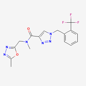 molecular formula C16H15F3N6O2 B5491583 N-methyl-N-[(5-methyl-1,3,4-oxadiazol-2-yl)methyl]-1-[2-(trifluoromethyl)benzyl]-1H-1,2,3-triazole-4-carboxamide 