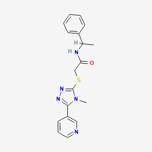 molecular formula C18H19N5OS B5491591 2-{[4-methyl-5-(3-pyridinyl)-4H-1,2,4-triazol-3-yl]thio}-N-(1-phenylethyl)acetamide 