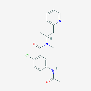 molecular formula C18H20ClN3O2 B5491610 5-(acetylamino)-2-chloro-N-methyl-N-(1-methyl-2-pyridin-2-ylethyl)benzamide 