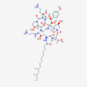 molecular formula C52H88N10O15 B549164 N-[(3S,9S,11R,18S,20R,21R,24S,25S)-21-(2-氨基乙基氨基)-3-[(1R)-3-氨基-1-羟基丙基]-6-[(1S,2S)-1,2-二羟基-2-(4-羟基苯基)乙基]-11,20,25-三羟基-15-[(1R)-1-羟基乙基]-2,5,8,14,17,23-六氧代-1,4,7,13,16,22-六氮三环[22.3.0.09,13]七二十七烷-18-基]-10,12-二甲基十四酰胺 CAS No. 162808-62-0