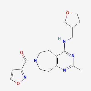 molecular formula C18H23N5O3 B5491678 7-(isoxazol-3-ylcarbonyl)-2-methyl-N-(tetrahydrofuran-3-ylmethyl)-6,7,8,9-tetrahydro-5H-pyrimido[4,5-d]azepin-4-amine 