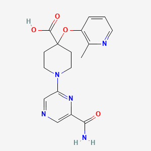 1-[6-(aminocarbonyl)pyrazin-2-yl]-4-[(2-methylpyridin-3-yl)oxy]piperidine-4-carboxylic acid