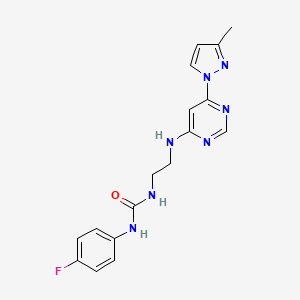 molecular formula C17H18FN7O B5491767 N-(4-fluorophenyl)-N'-(2-{[6-(3-methyl-1H-pyrazol-1-yl)-4-pyrimidinyl]amino}ethyl)urea 