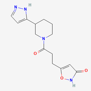 molecular formula C14H18N4O3 B5491782 5-{3-oxo-3-[3-(1H-pyrazol-5-yl)piperidin-1-yl]propyl}isoxazol-3-ol 