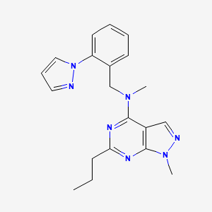 molecular formula C20H23N7 B5491857 N,1-dimethyl-6-propyl-N-[2-(1H-pyrazol-1-yl)benzyl]-1H-pyrazolo[3,4-d]pyrimidin-4-amine 
