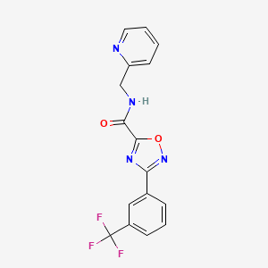 molecular formula C16H11F3N4O2 B5491923 N-(2-pyridinylmethyl)-3-[3-(trifluoromethyl)phenyl]-1,2,4-oxadiazole-5-carboxamide 