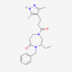 molecular formula C22H30N4O2 B5492016 4-benzyl-1-[3-(3,5-dimethyl-1H-pyrazol-4-yl)propanoyl]-3-ethyl-1,4-diazepan-5-one 