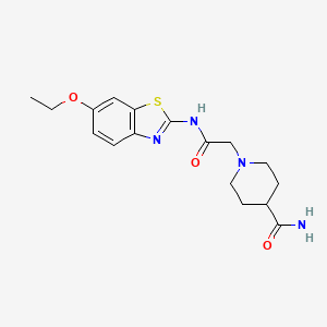 molecular formula C17H22N4O3S B5492075 1-{2-[(6-ethoxy-1,3-benzothiazol-2-yl)amino]-2-oxoethyl}-4-piperidinecarboxamide 