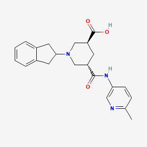 molecular formula C22H25N3O3 B5492106 (3S*,5S*)-1-(2,3-dihydro-1H-inden-2-yl)-5-{[(6-methyl-3-pyridinyl)amino]carbonyl}-3-piperidinecarboxylic acid 