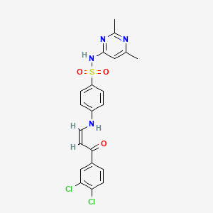 molecular formula C21H18Cl2N4O3S B5492128 4-{[3-(3,4-dichlorophenyl)-3-oxo-1-propen-1-yl]amino}-N-(2,6-dimethyl-4-pyrimidinyl)benzenesulfonamide 