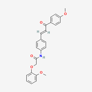 molecular formula C25H23NO5 B5492146 2-(2-methoxyphenoxy)-N-{4-[3-(4-methoxyphenyl)-3-oxo-1-propen-1-yl]phenyl}acetamide 