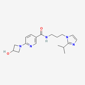 molecular formula C18H25N5O2 B5492164 6-(3-hydroxyazetidin-1-yl)-N-[3-(2-isopropyl-1H-imidazol-1-yl)propyl]nicotinamide 