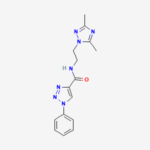 molecular formula C15H17N7O B5492213 N-[2-(3,5-dimethyl-1H-1,2,4-triazol-1-yl)ethyl]-1-phenyl-1H-1,2,3-triazole-4-carboxamide 