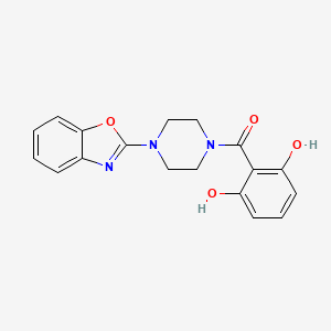 molecular formula C18H17N3O4 B5492235 2-{[4-(1,3-benzoxazol-2-yl)piperazin-1-yl]carbonyl}benzene-1,3-diol 