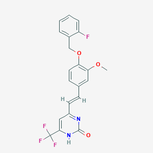 molecular formula C21H16F4N2O3 B5492281 4-(2-{4-[(2-fluorobenzyl)oxy]-3-methoxyphenyl}vinyl)-6-(trifluoromethyl)-2(1H)-pyrimidinone 