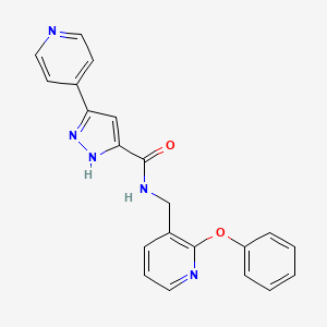 N-[(2-phenoxypyridin-3-yl)methyl]-3-pyridin-4-yl-1H-pyrazole-5-carboxamide