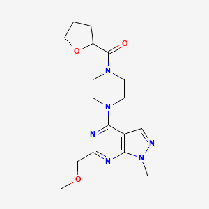 molecular formula C17H24N6O3 B5492322 6-(methoxymethyl)-1-methyl-4-[4-(tetrahydro-2-furanylcarbonyl)-1-piperazinyl]-1H-pyrazolo[3,4-d]pyrimidine 