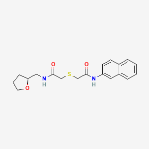 molecular formula C19H22N2O3S B5492348 2-{[2-(2-naphthylamino)-2-oxoethyl]thio}-N-(tetrahydro-2-furanylmethyl)acetamide 