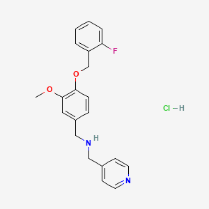 molecular formula C21H22ClFN2O2 B5492379 {4-[(2-fluorobenzyl)oxy]-3-methoxybenzyl}(4-pyridinylmethyl)amine hydrochloride 