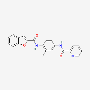 molecular formula C22H17N3O3 B5492419 N-{4-[(1-benzofuran-2-ylcarbonyl)amino]-3-methylphenyl}-2-pyridinecarboxamide 