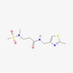 molecular formula C10H17N3O3S2 B5492425 N~3~-methyl-N~3~-(methylsulfonyl)-N~1~-[(2-methyl-1,3-thiazol-4-yl)methyl]-beta-alaninamide 