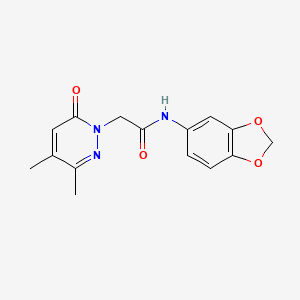 molecular formula C15H15N3O4 B5492442 N-1,3-benzodioxol-5-yl-2-(3,4-dimethyl-6-oxo-1(6H)-pyridazinyl)acetamide 