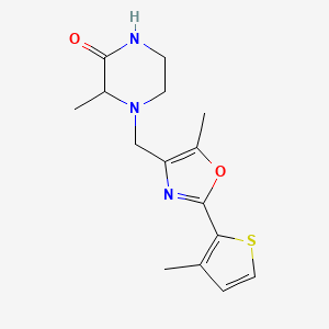 molecular formula C15H19N3O2S B5492478 3-methyl-4-{[5-methyl-2-(3-methyl-2-thienyl)-1,3-oxazol-4-yl]methyl}piperazin-2-one 
