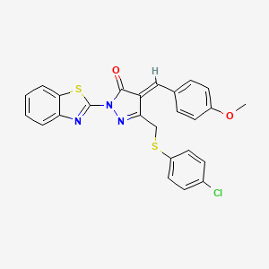 molecular formula C25H18ClN3O2S2 B5492488 2-(1,3-benzothiazol-2-yl)-5-{[(4-chlorophenyl)thio]methyl}-4-(4-methoxybenzylidene)-2,4-dihydro-3H-pyrazol-3-one 
