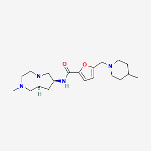 molecular formula C20H32N4O2 B5492511 N-[(7S,8aS)-2-methyloctahydropyrrolo[1,2-a]pyrazin-7-yl]-5-[(4-methylpiperidin-1-yl)methyl]-2-furamide 