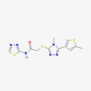 molecular formula C12H12N6OS3 B5492549 2-{[4-methyl-5-(5-methyl-3-thienyl)-4H-1,2,4-triazol-3-yl]thio}-N-1,3,4-thiadiazol-2-ylacetamide 